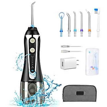 H2ofloss Water Dental Flosser, H2ofloss Cordless Oral Irrigator,Rechargeable Teeth Cleaners for Braces Oral Care,Waterproof and Portable for Travel with 6 Nozzles