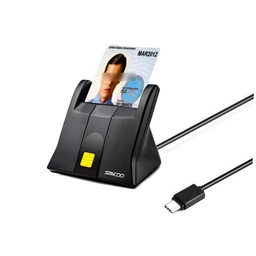 Saicoo Type C Smart card reader Saicoo DOD Military USB-C Common Access CAC Card Reader, Compatible with Mac OS, Win - Vertical version (Don't Support VA PIV Card)
