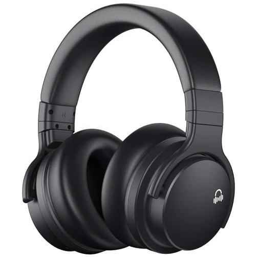 MOVSSOU E7 Active Noise Cancelling Headphones Bluetooth Headphones Wireless Headphones Over Ear with Microphone Deep Bass, Comfortable Protein Earpads, 30 Hours Playtime for Travel/Work, True Black