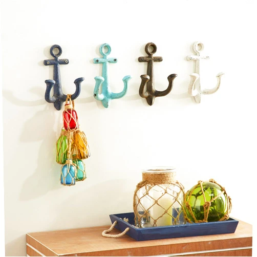 Deco 79 Coastal Metal Wall Hook, Decorative Wall Mounted Coat Hooks for Hanging Coats, Scarves, Bags, Purses, Backpacks, Keys, Hats, S/4 5