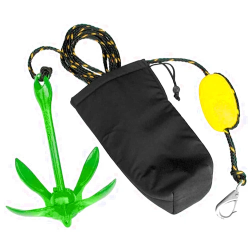 XIALUO Marine Green Kayak Anchor Kits 7 lb Folding Anchor Accessories with 50 ft Rope for Fishing Kayaks, Canoe, Jet Ski, SUP Paddle Board and Small Boats