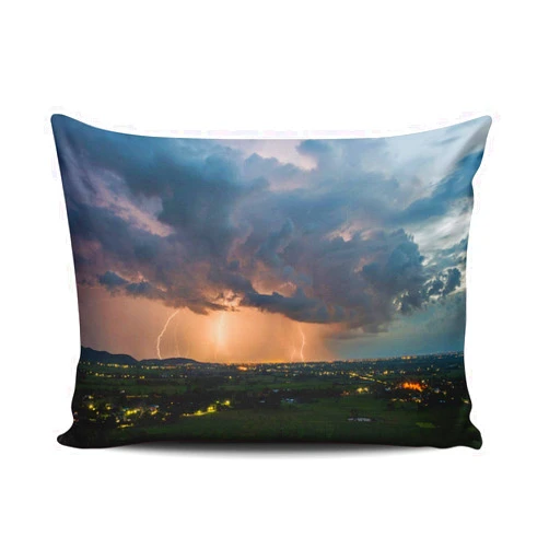 THUONY Bedroom Home Decor Dark Clouds and Lightning of Storm Over Villages Throw Pillow Cover Cushion Case Fashion One Side Printed Boudoir 12x16 Inches (Set of 1)