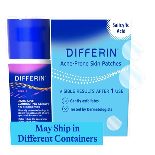 Differin Dark Spot and Patch Set: Contains 36 Differin Power Patches, 18 large and 18 small pimple patches for acne-prone skin and Dark Spot Correcting Serum with 4% Niacinamide