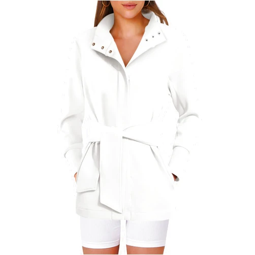 ANRABESS Womens Jacket Belted Casual Long Sleeve Wrap Trench Coat 2025 Spring Trendy Button Up Dressy Outerwear with Pockets