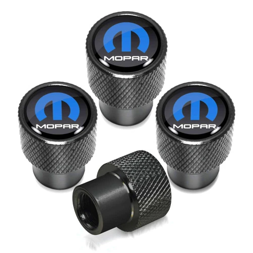 IPick Image for Mopar in Black on Black Aluminum Tire Valve Stem Caps