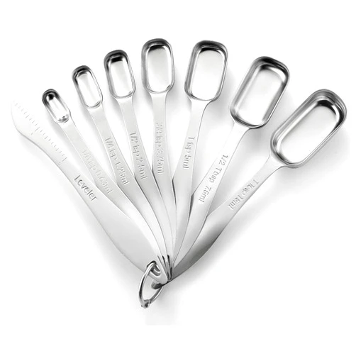 Spring Chef Stainless Steel Measuring Spoons Set of 8 with Leveler, Metal Teaspoon & Tablespoon Measuring Spoons for Dry & Liquid Ingredients, Fits in Spice Jars - Kitchen Gadgets For Baking & Cooking