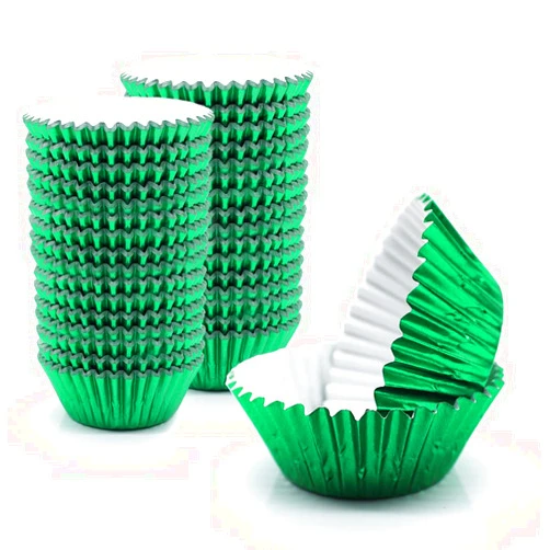 GOLF Green Cupcake Liners for Baking,GOLF 500 Pack Standard Size Red Foil Cupcake Liners Wrappers Metallic Baking Cups,Muffin Paper Cases