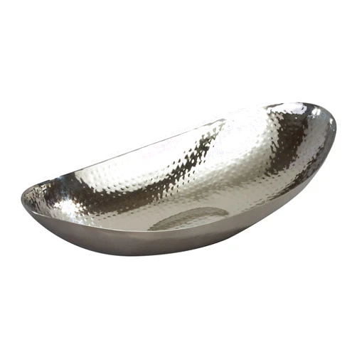 Elegance Hammered 14-1/2 by 8-Inch Stainless Steel Oval Fruit Bowl