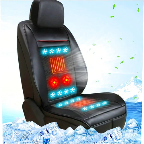 Fochutech Seat Coolers for Vehicles 12V Cooling Car Seat Covers with 16Fans & Massage Mesh Breathable Summer Driving Cooling Seat Cushion for Cars Front Seat PU Leather (1 PCS Black)