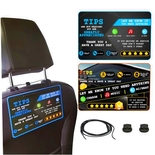 Aolamegs Rideshare Accessories Rating 5 StarsTippingTips Sign Perfect Accessory for Taxi Rating Appreciation Signs 9 * 6'' (2 Pack)