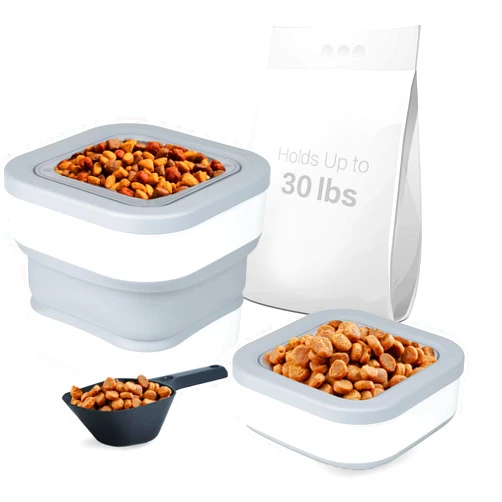 Generic Clic24 Dog Food Storage Container Collapsible, 20-23 Lbs Food Storage Containers with Lids Pet Food Storage Containers with Scoop & Airtight Lid BPA Free Cat Food Container with Casters
