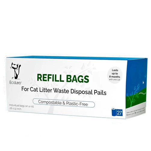EcoLeo Refill Bags, Litter Genie Compatible, Compostable, Equals 4 1/2 Pack of Name Brand, Plastic-Free, Eco-Friendly, Litter Champ and Litter Locker Compatible
