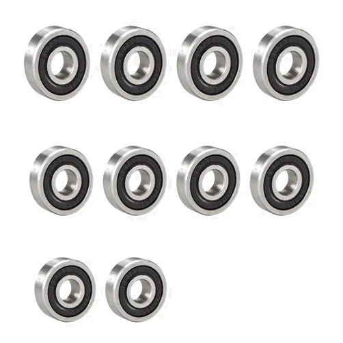 uxcell 607-2RS Deep Groove Ball Bearing Double Sealed 180017, 7mm x 19mm x 6mm Chrome Steel Bearings, 10-Pack