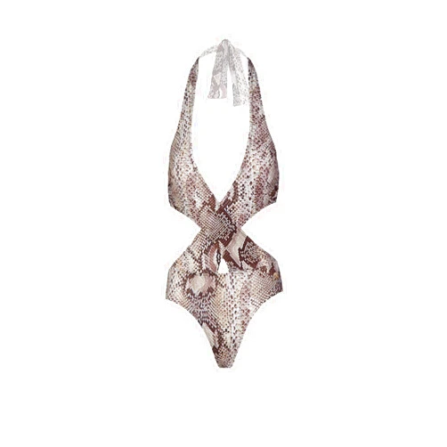 ROBERTO CAVALLI Phyton One piece Plunge Cut Out Swimsuit- for womens
