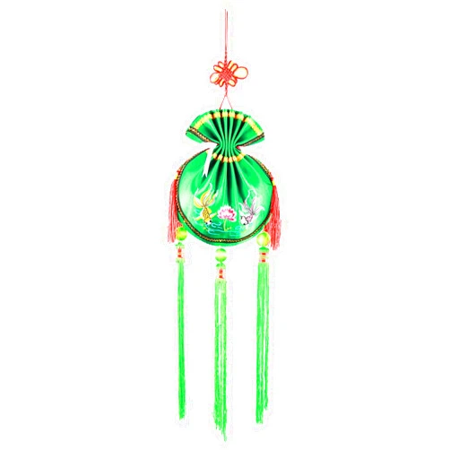 drdong-handmade silk ribbon sachet, palace lantern, embroidery art craft for home decoration-small and green