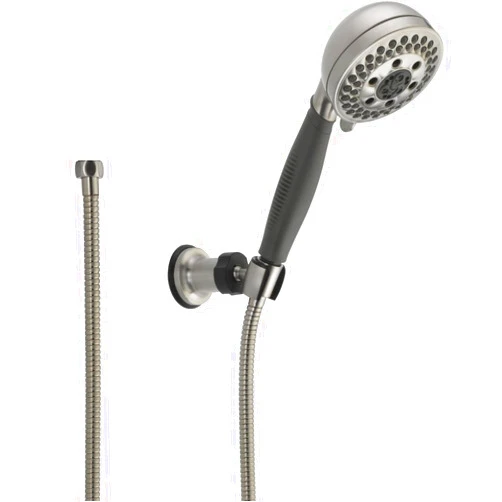 Delta Faucet 5-Spray Touch-Clean H2Okinetic Wall-Mount Hand Held Shower with Hose, Stainless 55445-SS