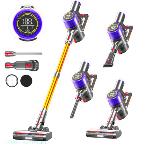 JELLYPIG Cordless Vacuum Cleaner, 45Kpa 550W Powerful Vacuum Cleaners for Home , 60 Mins Stick Vacuum with Touch Screen, Anti-Tangle Roller Brush, Lightweight Vacuum Cordless for Pet Hair, Carpets, Hard Floors