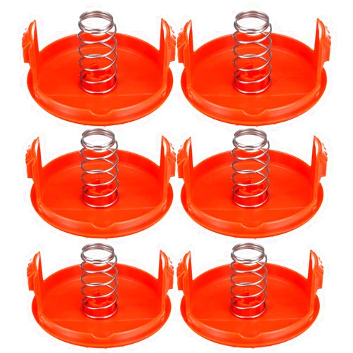 BOOTOP PIN Trimmer Replacement Spool Cap - Replace RC-100-P, RC100P, 385022-03 - Compatible with Black and Decker - Weed Eater Cover - Weed Wacker Caps - Grass Trimmer Parts (6 Cap, 6 Spring) by BOOTOP