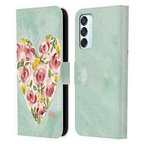 Head Case Designs Officially Licensed Haley Bush Valentine Heart Floral Painting Leather Book Wallet Case Cover Compatible with Samsung Galaxy M15/F15 5G