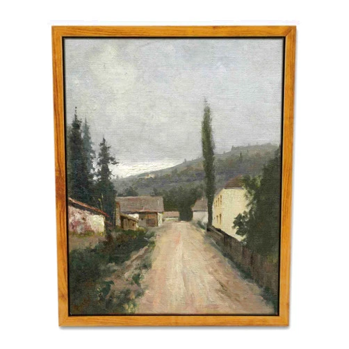 InSimSea Framed Canvas Prints Art Vintage Decor, Village Landscapes Oil Painting Eclectic Room Decor, Rustic Wall Decor for Bedroom Living Room Bathroom Office Decor, 8