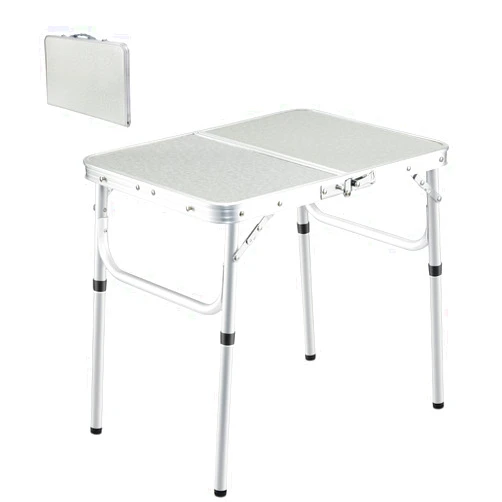 REDCAMP Small Folding Camping Table,2ft Portable Aluminum Outdoor Small Foldable Table Adjustable Height Lightweight for Picnic Cooking Beach