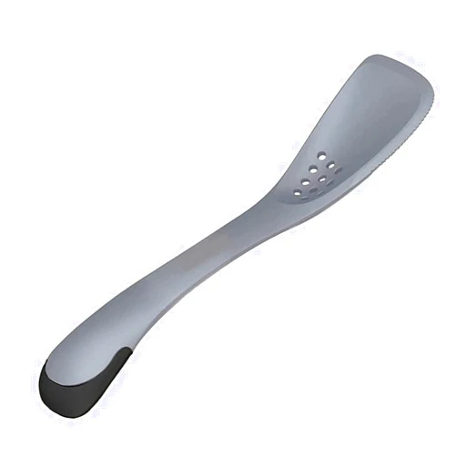 PRYMALL 5 in 1 Slotted Spatula Spoon Slicer Nonstick Space Saving Utensil for Grilling (1, Gray)