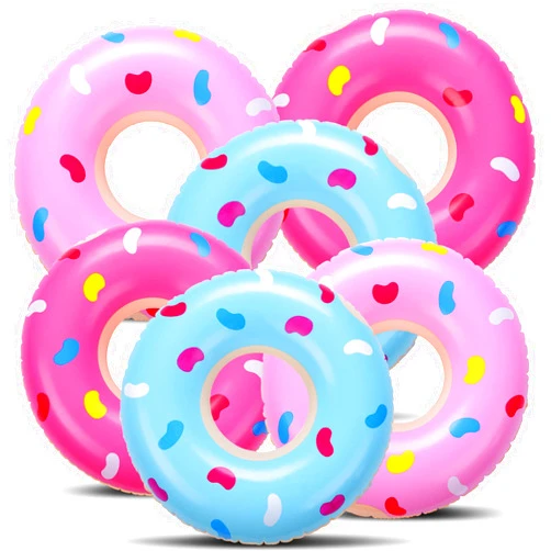 Civaner Mini Inflatable Donuts Party Decorations Blow up Donut Swimming Pool Floats Multicolored Inflatable Doughnut Tubes for Adults Birthday Party Decoration Beach Pool(6 Packs)