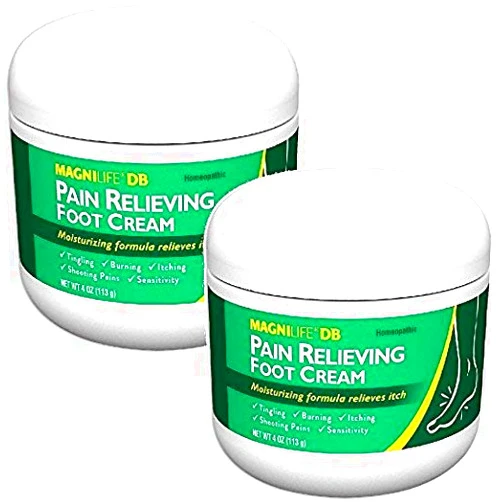 MagniLife DB Pain Relieving Foot Cream, Calming Relief for Burning, Tingling, Shooting & Stabbing Foot Pain, Moisturizing Foot Cream Suitable for Diabetic and Sensitive Skin - 2 Packs of 4 oz
