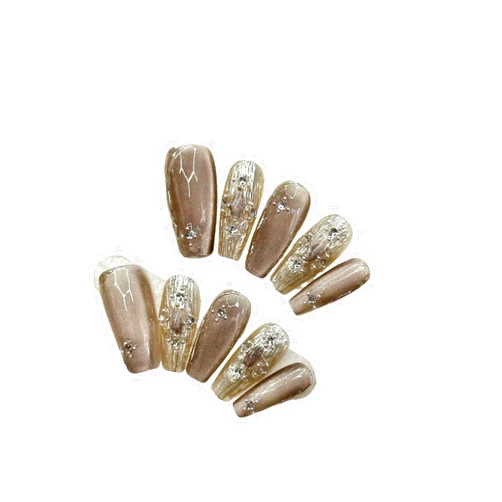 KARFRI Queen Of Forgiveness Nail Art, Buccellati Wear Nails, Autumn/Winter Handmade Nail Art, Curry Cat Eye Nail Art Autumn/Winter
