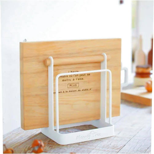 MoonlyTree Home Cutting Board Stand, Small Kitchen Counter Stylish Cutting Board Rack Chopping Board Stand Holder, Neat Home Organizer, No Assembly Req, 6.3 * 5.5 * 4.1'', White