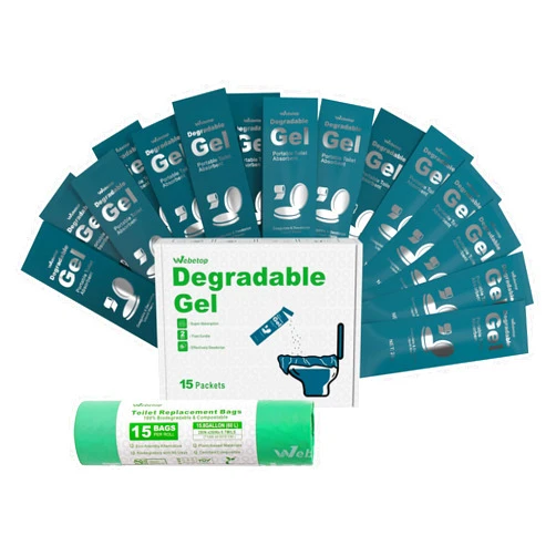 Webetop Degradable Gel Toilet Powder RV Toilet Liquid Waste Treatment Gelling and Deodorizing Powder with Disposal Bags for Camping Toilet, Composting Toilet or Emergency Portable Toilet