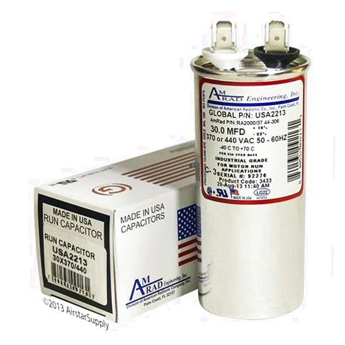 WagiSleep GE 97F9608BX - 30 uf MFD 370 / 440 Volt VAC AmRad Round Run Capacitor , Made in the U.S.A.