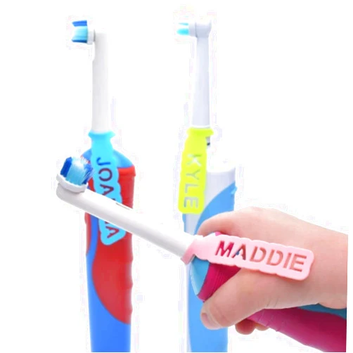 Name-Me ARG Personalized Labels for Toothbrush. Custom Toothbrush Name Tags. Identifier and Organizer Accessories for Bathroom Storage & Decor. Set of 2 Silicone Markers - Different Names and Colors