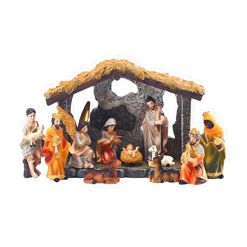 MOOCOCO Christmas Nativity Figurine Set Jesus Manger Scene,Hand Resin Craft Statue,Baby Jesus Holy Family Statue,12 Pc