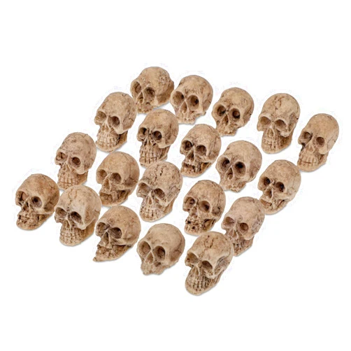 Andibro 20pcs Mini Skull Figurine Halloween Miniature Skeleton Head Statue Halloween Micro Landscape Figure, Halloween Prank Props Haunted Dollhouse Accessories for Halloween Decoration