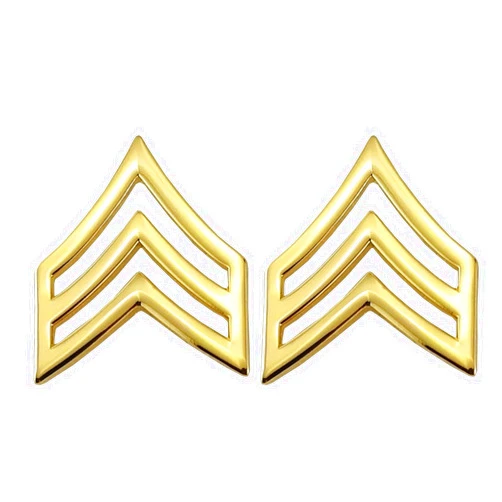 Hero's Pride Rank Insignia, 3 Stripe SGT Chevrons, Clutch Backs, 3/4