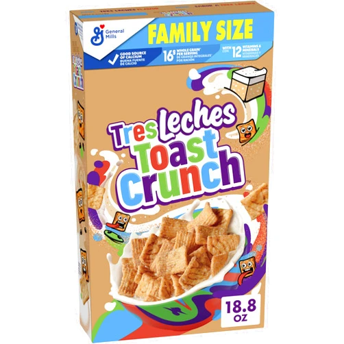 Cinnamon Toast Crunch Tres Leches Toast Crunch Breakfast Cereal, Crispy Tres Leches Flavored Cinnamon Cereal, Family Size, 18.8 oz