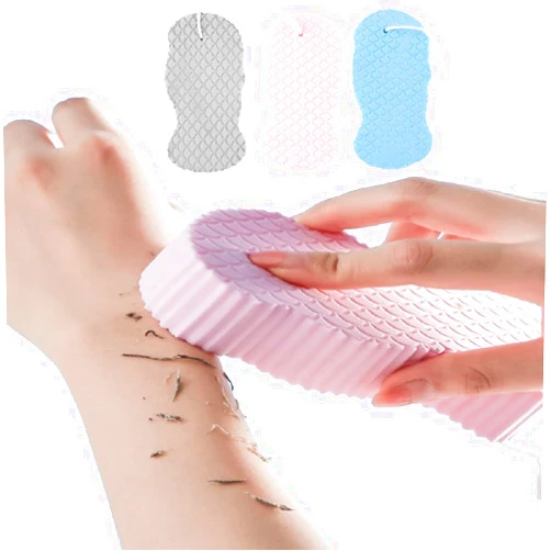 MULPG 3 Pcs Exfoliating Bath Sponge,3D Super Soft Exfoliating Bath Sponge,Exfoliating Sponge Remover Dead Skin for Adults Children and Women,Reusable(Blue+Pink+Gray)
