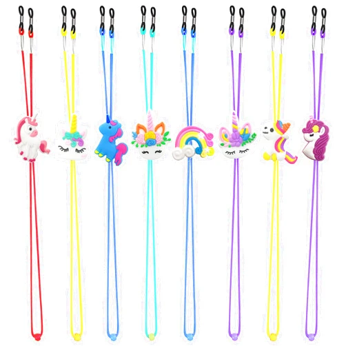 SKYCOOOOL Kids Glasses Strap (8PCS) Unicorn Rainbow Adjuster Stretchy Eyeglass Strap for Boys Girls