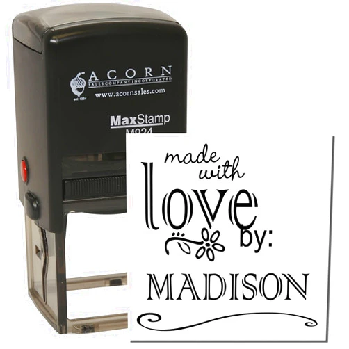 MaxStamp Self-Inking Made with Love by Name Stamper | Customized Name Stamp | Custom Made Stamper