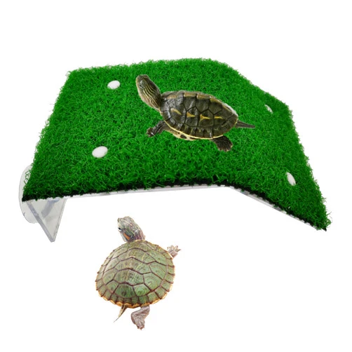 Alfyng Turtle Resting Basking Platform, Simulation Grass Turtle Ramp, Tortoise Climbing Ladder Resting Terrace, Lawn Turtle Tank Accessories Aquarium Floating Décor for Reptile Frog Terrapin Amphibian
