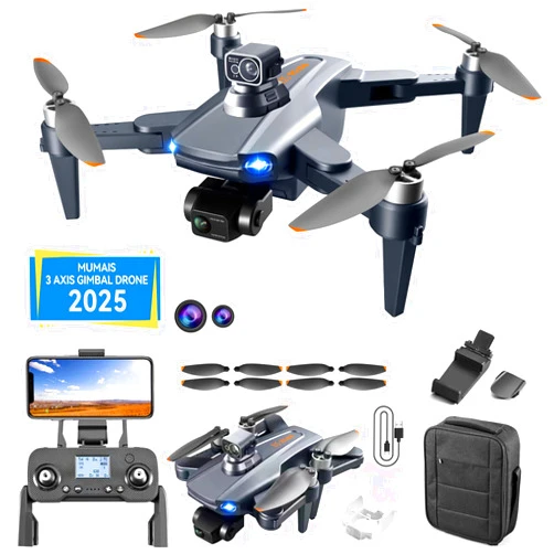 MUMAIS 2025 Made RG106PRO 3 Axis Brushless GPS Gimbal Drone,with Camera for Adults 4K,360°Obstacle Avoidance,48MP Photo,2 Batteries 60-Min Long Time Flight,4K/30FPS Video,Visual Tracking Follow Me, Smart Return,Professional Drones for Adults.