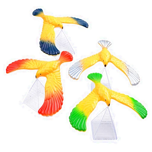 Ecuupas 4PCS Balance Bird Gravity Bird with Pyramid Combination Physics Toy Physical Science Adults Office Desktop for Science Lovers Children and Teachers of All Ages