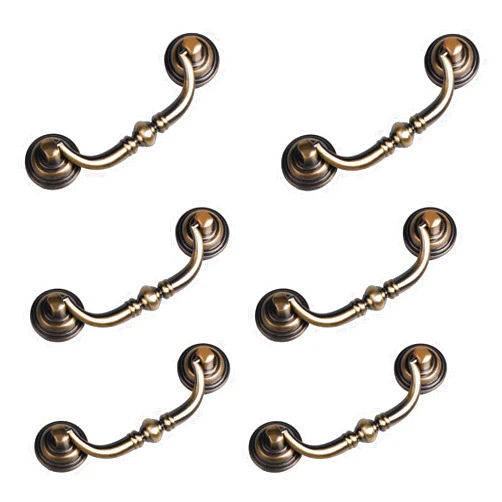 YNEGSDE Dresser Drawer Pulls Handles 3.5 Inch Hole Center Antique Drawer Pulls Vintage Dresser Cabinet Dresser Handles (4.7 Inch Length) Pack of 6