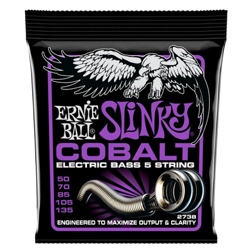 Ernie Ball Power Slinky Cobalt 5-String Electric Bass Strings 50-135 Gauge
