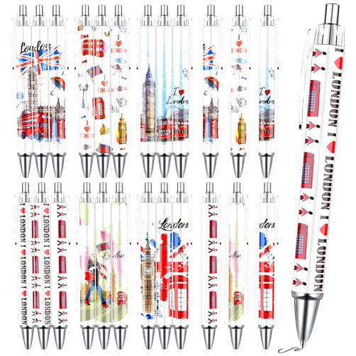 Wxiben London Ballpoint Pens Set - 24PCS London Travel Souvenirs United Kingdom England Pens London City Gift Pen British Deck Bus Tower Bridge BallPoint Pens for Office School Supplies Traveler Gift