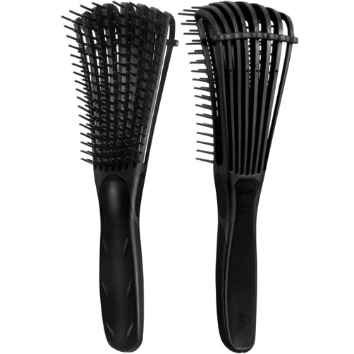 Boao 2 Pack ez Detangler Brush for Curly, Afro Textured 3a to 4c Kinky Wavy Hair, Exfoliating for Beautiful and Shiny Curls (Black)