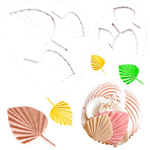 Ywzbomoldrm Boho Fondant Molds Silicone, Fan Leaf Molds 3d Fan Palm Leaf Shape Candy Chocolate Molds For Cupcake Topper, Boho Cake Decoration, Polymer Clay Crafts Resin Mold