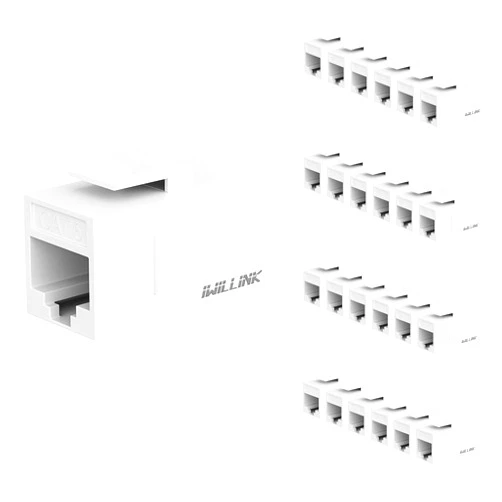 iwillink RJ45 Cat6 Keystone Coupler 25-Pack, Female to Female Cat6 Keystone Jack, UTP Keystone Coupler Insert,keystone jack, White