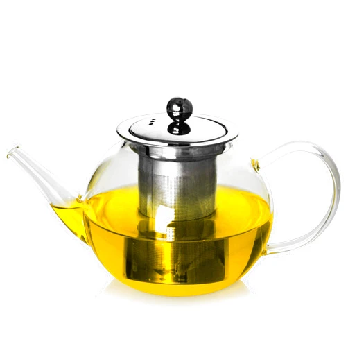 LUXU Glass Teapot with Stainless Steel Infuser & Lid,Stovetop Safe 1100ml/37 oz Clear Glass Tea Kettle with Comfortable Handle,Premium Blooming and Loose Leaf Tea Maker Set
